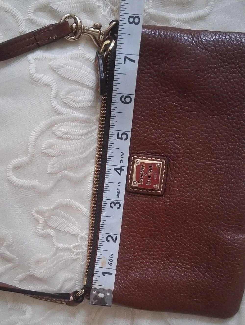 Dooney & Bourke Brown Leather Wristlet Clutch with Gold Hardware